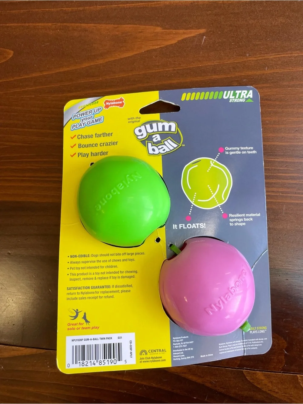 New Gum-A-Ball Dog Toy Pack — Pink & Green